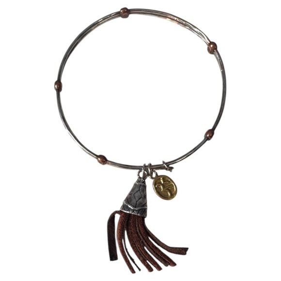 Silpada Sterling Silver 925 Goldstone Pyrite Bangle Bracelet - Picture 1 of 5